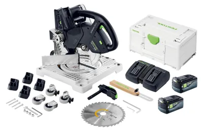Produktbild von Festool SYMC 70 EB-Basic SYMMETRIC Akku Leistensäge 36 V ( 2 x 18 V ) 216 mm + 2x Akku 5,0 Ah + Doppelladegerät + Systainer