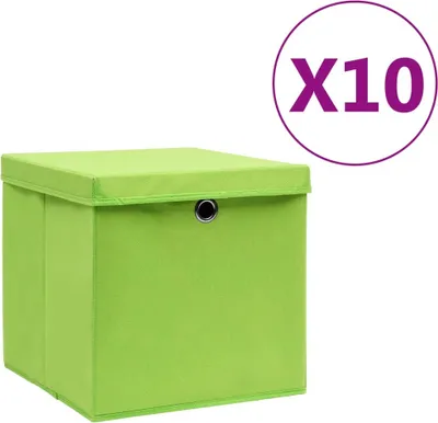 Obrázek produktu pro Úložné boxy s víky 10 ks 28 x 28 x 28 cm zelené