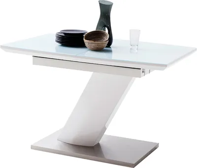 Zdjęcie produktu dla Esstisch >Darrin I< (ausziehbar) in Weiß aus MDF - 120(160)x76x80cm (BxHxT)