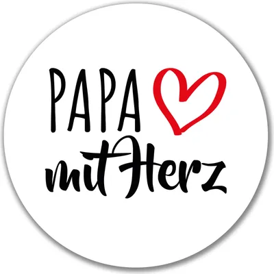 Produktbild von Huuraa Aufkleber Papa mit Herz 10cm rund Sticker Geschenkidee