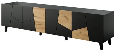 Productafbeelding van TV-meubel NETA, zwart mat / eikenhout look