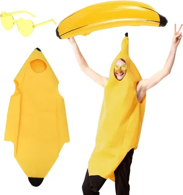 Imagen del producto de Traje de plátano inflable, de 3 piezas, talla única, ideal para Halloween