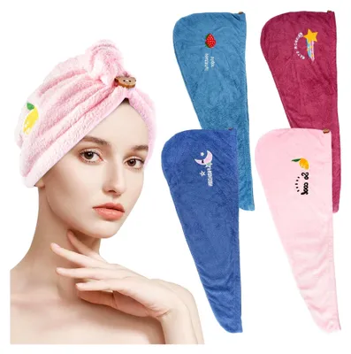 Produktbild von Set aus 4 Mikrofaser-Haarturbans, 65×25 cm, Kopfhandtücher für Zuhause, Friseursalons, Fitnessstudios und Schwimmbäder