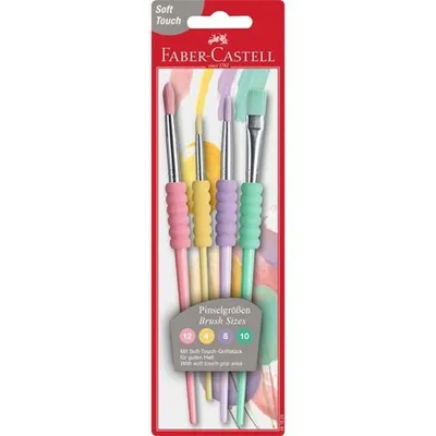 Produktbild von Haarpinselset - 4 Größen sortiert Pastell Softgriff. Packung mit 10 Stück