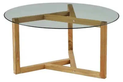 Obrázek produktu pro Konferenční stolek skleněná deska dřevěné nohy obývací pokoj moderní minimalistický nábytek