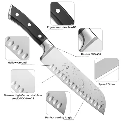 Produktbild von PurpurRain Kochmesser, 17 cm Klingenlänge, hochwertigem deutschem Edelstahl, langlebig, Profi, ergonomisch.