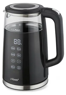 Image de Bouilloire de 2200 W, capacité de 1,7 litre, en verre borosilicaté transparent noir
