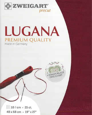 Produktbild von Zählstoff LUGANA Zweigart precut 25 ct. 3835 Farbe 906 bordeauxrot, 48x68 cm
