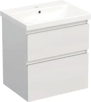 Produktbild von Jungborn Waschplatz TRENTA BxHxT 60x65x45 cm weiß glanz mit Keramik-Waschtisch Griffleiste weiß