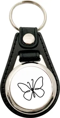 Produktbild von Huuraa Schlüsselanhänger Schmetterling Silhouette Metall mit Kunstleder Schlüsselring Einkaufswagenchip Geschenkidee