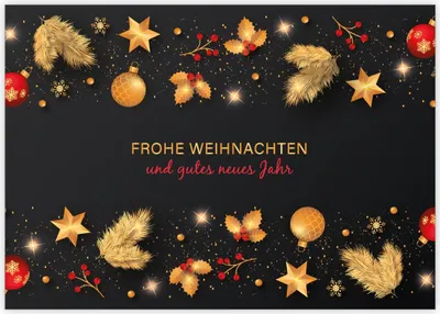 Produktbild von Klassische edle Weihnachtskarte mit Weihnachtsschmuck