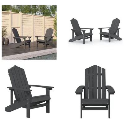 Produktbild von vidaXL Adirondack Gartenstühle 2 Stk. HDPE Anthrazit - Gartenstuhl - Gartenstühle - Outdoor Stuhl - Gartensessel