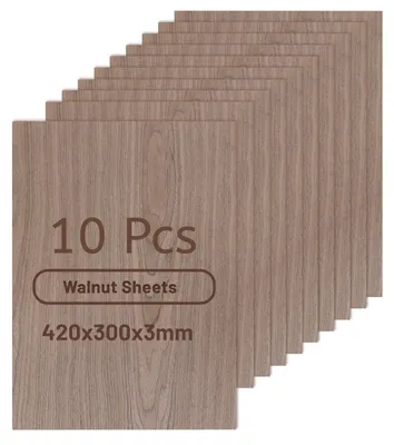 Obrázok produktu pre Multiplex dosky 10 kusov - 420 x 300 mm - 3 mm hrubé - Orechová doska - Laserom rezané - Perfektné na remeselné projekty - Drevená doska