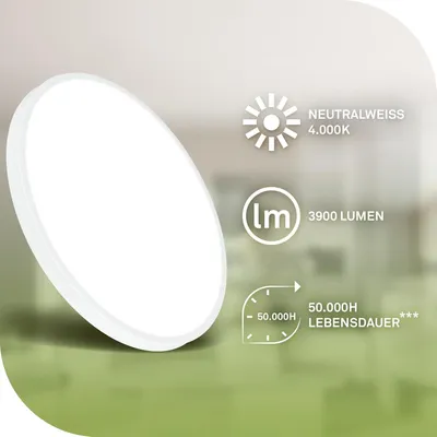 Obrázok produktu pre Stropné svietidlo LED panelové stropné svietidlo 17,1 W 3900 lm neutrálna biela EEK A 38 cm biela