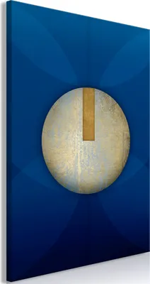 Produktbild von Vliesstoff Leinwandbild - In the Shadow of Classic Blue (1-part) - Golden Circle in Abstraction 60x90 cm Abstrakt a-A-0397-b-a