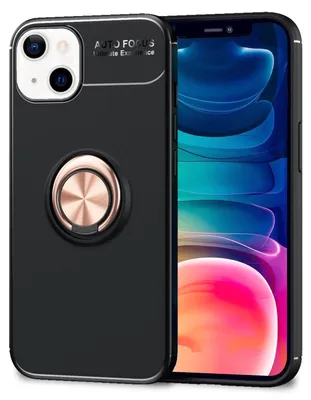 Produktbild von NALIA Schwarze Handy Hülle für iPhone 13, 360° Ring Case Bumper Kickstand Cover Rose Gold
