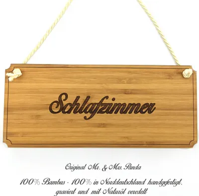 Produktbild von Mr. & Mrs. Panda Schild Schlafzimmer - Geschenk, Werbeschild, Wegweiser, Hinweisschild, Firmenschild, Shabby, Graviert, Geschenkidee, Landhaus, Holzschild