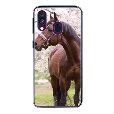 Produktbild von MuchoWow® Handyhülle Schutzhülle Hülle für Samsung Galaxy A40 Pferd - Sakura - Halfter Silikon Softcase Handy Hülle - Handy-Tasche