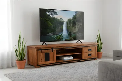 Produktbild von Lowboard TV-Board Akazie massiv nussbaumfarben 200 x 55 x 50 cm LIBRO