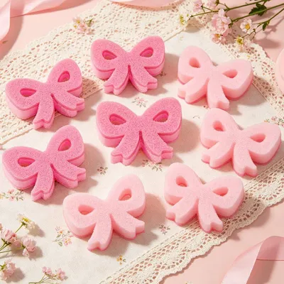 12er-Pack süße Spülschwämme, rosa Schleife, 7,7x10x3 cm