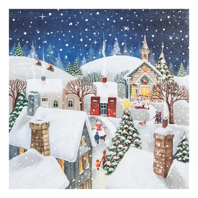 Produktbild von 20 Servietten Village Story - Geschichte des Winterdorfs 33x33cm
