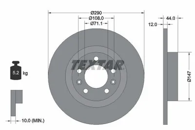 Obrázok produktu pre 2 brzdové kotúče Textar 290 mm predné pre Citroen Jumpy Peugeot 508