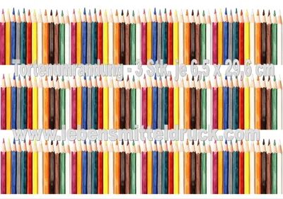 Produktbild von Farbstifte - Tortenband essbar 6,5 cm hoch - 3 x 29,6 cm auf premium Fondantpapier