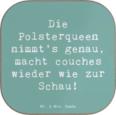 Produktbild von Mr. & Mrs. Panda Untersetzer Tasse Spruch Polsterei Präzision - Meeresbrise - Geschenk, Couch, gläseruntersetzer, Berufsprodukte, Handwerkskunst, handwerkliches Können