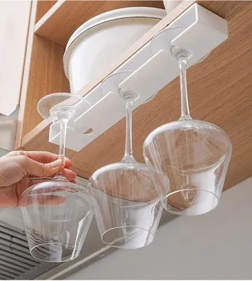 Obrázek produktu pro Plastové držáky na láhve vína pod kuchyňskou linkou, stojany na láhve vína, organizéry na láhve vína do kuchyně (černé)