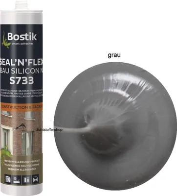 Produktbild von Bostik S733 Seal N Flex Bau Silicon 300ml Kartusche 1K Fugen Universaldichtstoff Grau