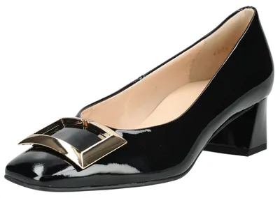Produktbild von Högl Pumps aus Leder mit stabilem Blockabsatz, eleganter spitzer Form und Schmuckelement