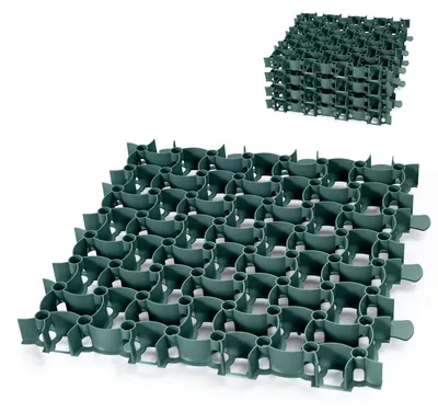 Produktbild von Garronda Rasengitter befahrbar 4 Stück (1 m²) 50x50x4 cm Kunststoff Parkplatzgitter zur Bodenbefestigung Kiesstabilisierung Drainage Stecksystem GD-0224 Grün
