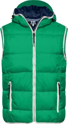 Produktbild von Modische Steppweste mit angeschnittener Kapuze irish-green/white, Gr. L