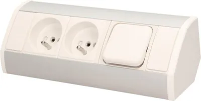 Obrázek produktu pro Zásuvka 2x2P+Z s vypínačem, stříbrná a bílá