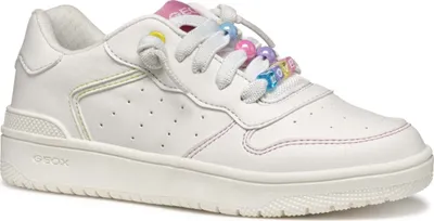 A single white sneaker is shown from a side-diagonal view against a white background.