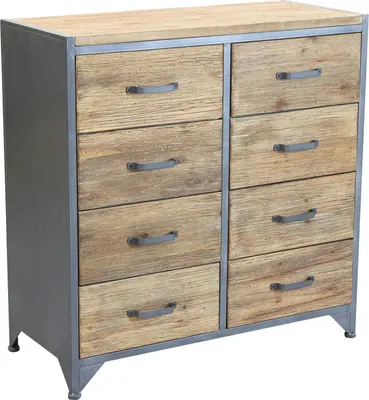 Immagine prodotto di Milani Home - cassettiera in legno e metallo per salotto soggiorno cucina di design industrial cm 81,5x38x82,5 h - Marrone
