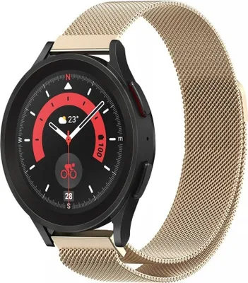 Produktbild von Strap-it Milanese Armband - Kompatibel mit Samsung Galaxy Watch 5 Pro Armband Edelstahl Armband mit Magnetverschluss - Ersatzarmband - Hochwertiges Material - für Smartwatch 20mm Armband Champagner
