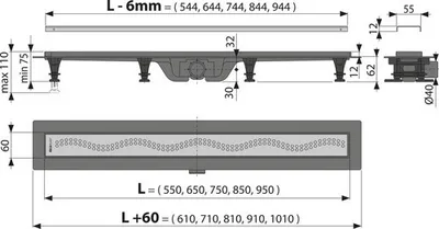 Produktbild von Duschrinne APZ8-950M inkl. Edelstahlrost 950 mm