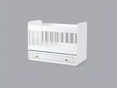 Produktbild von Babybett Kinderbett Bett Set Schublade weiß im modernen Stil fürs Kinderzimmer