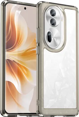 Produktbild von Schutzhülle für Oppo Reno11 Pro Klar Rückseite Stoßfeste TPU Silikon Bumper Hülle Grau