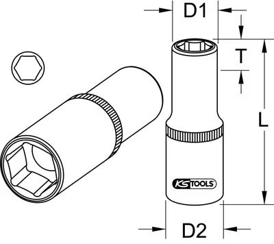 Produktbild von KS Tools 917.3840, Buchse, 3/8", Metrisch, 1 Kopf/Köpfe, 20 mm, Chrom-Vanadium-Stahl