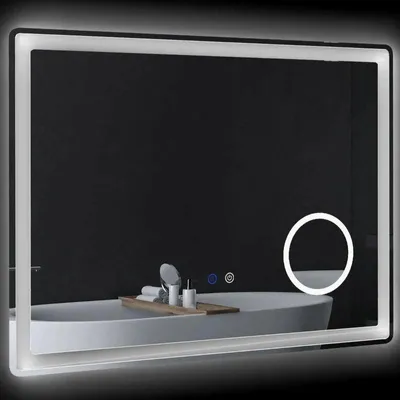 Obrázok produktu pre LED zrkadlo do kúpeľne s 3-násobným zväčšením | Farba: strieborná + biela | Rozmery: 80 x 3,8 x 60 cm