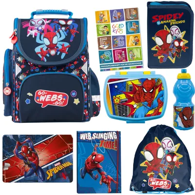 Produktbild von Schulranzen für Jungen und Mädchen, 8er-Set - Schul-Rucksack für Kinder mit Federmäppchen - Schuhbeutel Malunterlage Sammelmappe und Hausaufgabenheft