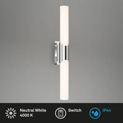 Immagine prodotto di BRILONER- Lampada a LED a specchio con interruttore, lampada a specchio da bagno, IP44, colore della luce bianco neutro, 11W, cromo, 47 cm