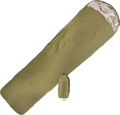 Produktbild von Leichter, kompakter Biwaksack oliv 210x78 cm, 250g, wasserabweisend, Ripstop, alubeschichtet