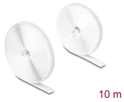 Productafbeelding van Delock Duurzame klittenbandset met plakband en vliesband, lengte 10 meter, breedte 20 mm, wit