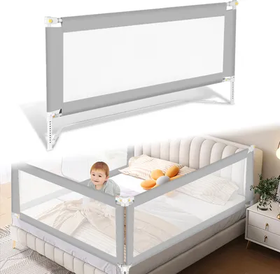 Produktbild von Jayseuw zábrana na posteľ 200 x 68 cm detská zábrana na posteľ pre deti, ochrana proti vypadnutiu, skladacia, ochrana postele pre detskú postieľku, stabilná a prenosná