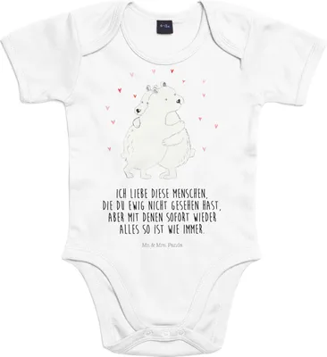 Produktbild von Mr. & Mrs. Panda strampelanzug Eisbär Umarmen 3. - 6. Monat - Heather Grey - Geschenk, overall baby, Lustige Sprüche, Strampler, Babybody, babykleidung body