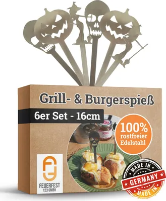 Produktbild von Burgerspieße Halloweenedition aus Edelstahl 6er Set