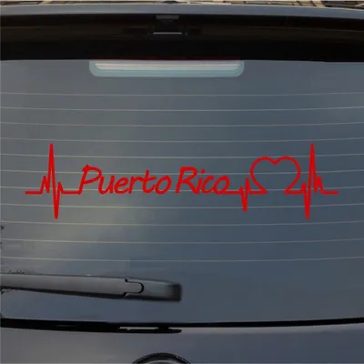 Produktbild von Heckscheibenaufkleber Puerto Rico Herzschlag Puls Staat USA Liebe 55x13 cm Rot Auto Aufkleber Sticker